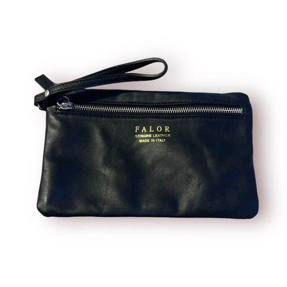 Falor Italy Black‎ Leather Clutch - Picture 1 of 3
